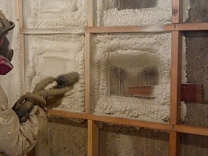 spray foam installed in small wall cavities