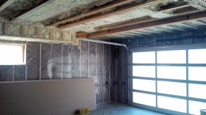 spray foam insulation installed in garage common ceiling