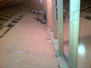 attic insulation blocked by plywood sheathing